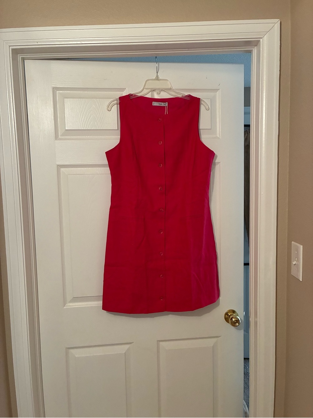 NWT Mango Sleeveless Button-Front Red Shift Dress - Picture 3 of 6